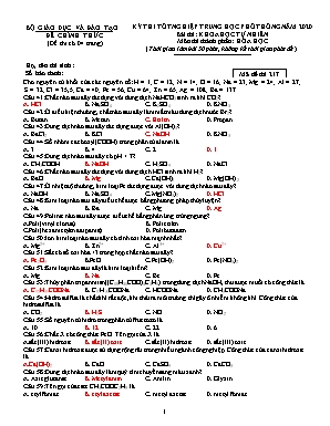 Kỳ thi tốt nghiệp Trung học phổ thông năm 2020 môn Hóa học - Mã đề thi 217 (Có đáp án)